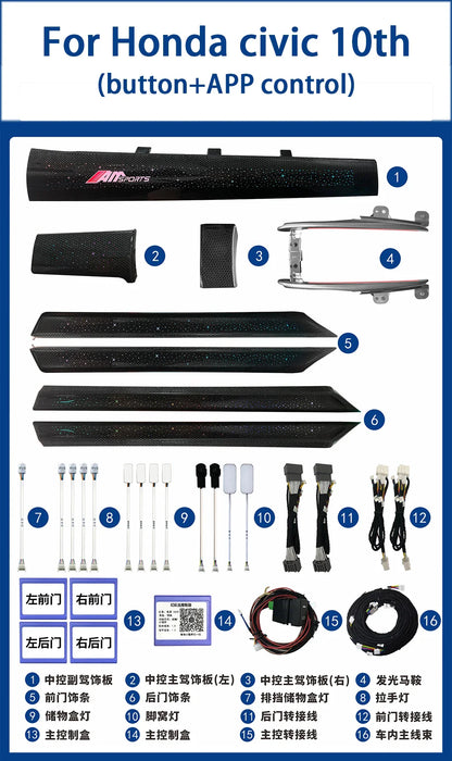 For Honda civic 10th  ambient light Special models indoor ledlight for car Symphony lights ambient light car Lights