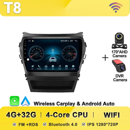 Car Multimedia Video Radio Player For Hyundai Santa Fe IX45 2013 - 2017 Wireless Android Auto CarPlay 8 Core GPS Navigation BT