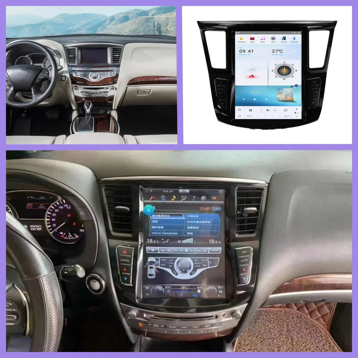 For Infiniti QX60 JX35 2013-2020 Android14 Car Radio Touch Screen Multimedia Stereo Player Navigation Carplay WIFI 5G Head unit