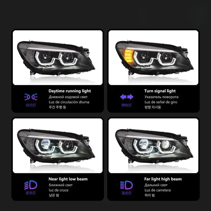 7 Series F01 F02 Upgrade Headlight for BMW 2009-2015 740i 730i 735i LED Head Lamps DRL Dynamic Turn Signals Projector Lens Light