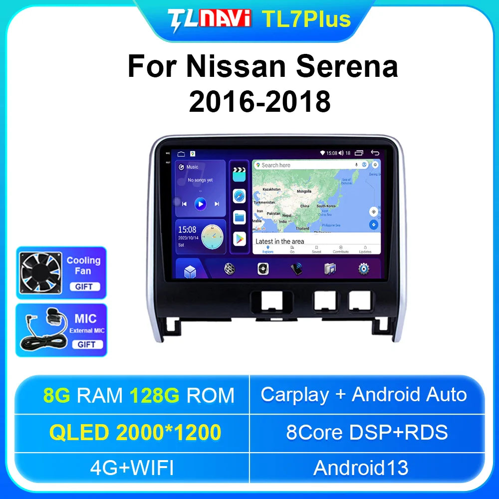 Android Auto Car Radio For 2016 2017 2018 Nissan Serena GPS Navigation System 8G RAM128G ROM Carplay Head Unit Multimedia player
