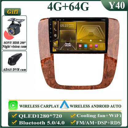 Android 14 Car For GMC Yukon Chevrolet Tahoe Suburban 2008-2012 GPS Navigation Multimedia Player Stereo Head Unit QLED Screen