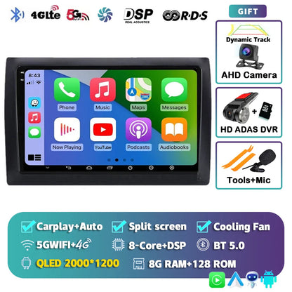 Android 14 For Fiat Stilo 2001 - 2010 2K QLED Android Car Radio Multimedia Video Player GPS AI Voice CarPlay 4G Stereo Head Unit