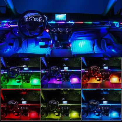 14/18 in 1 Led Car Ambient Lights RGB Symphony 213 Color Rainbow Acrylic Strips Atmosphere Lamp Kit Support One Zone Dual Zone