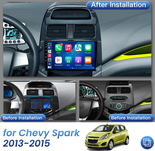 Car Radio Stereo for Chevy Spark 2013-2015 Android 13 Touch Screen 9 Inch Android Auto/CarPlay Bluetooth WiFi GPS Navigation