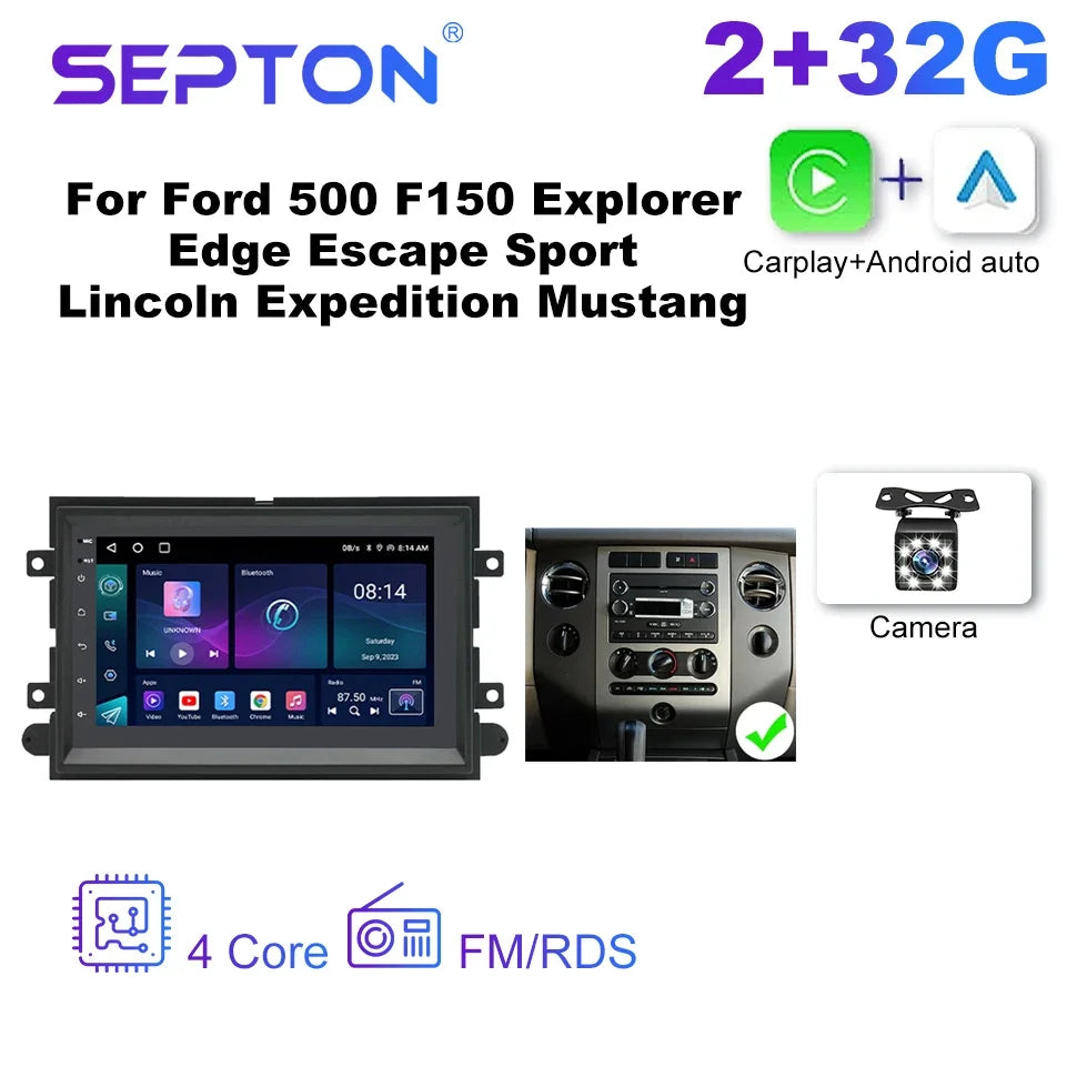 SEPTON Android CarPlay Car Radio for Ford 500 F150 Explorer Edge Escape Sport Lincoln Expedition Mustang Player Navigation GPS