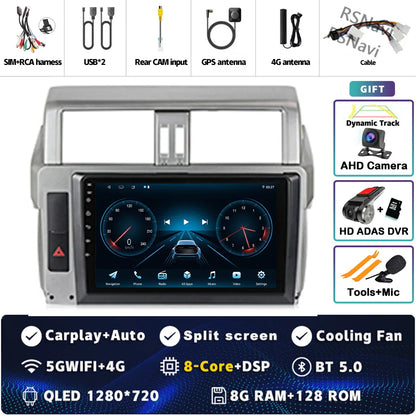 Android 14 For Toyota Land Cruiser Prado 150 2013 - 2017 2K QLED Android Car Radio Multimedia Video Player GPS Stereo CarPlay