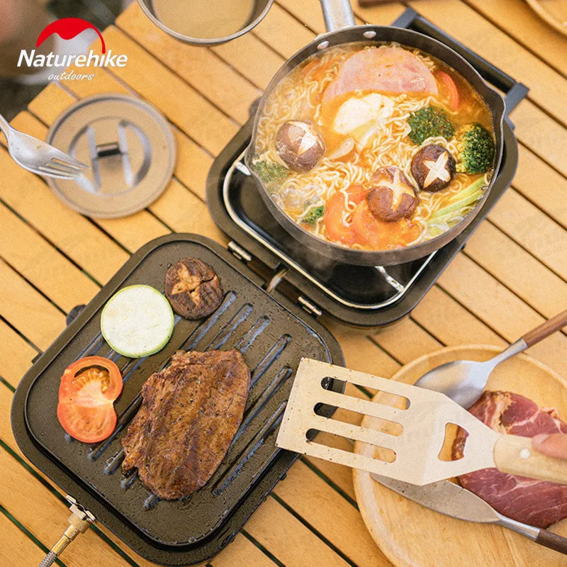 Naturehike Double Fire Folding Gas Furnace Outdoor Portable Gas Stove Camping Equipment Double Burner Electronic Ignition Cooker