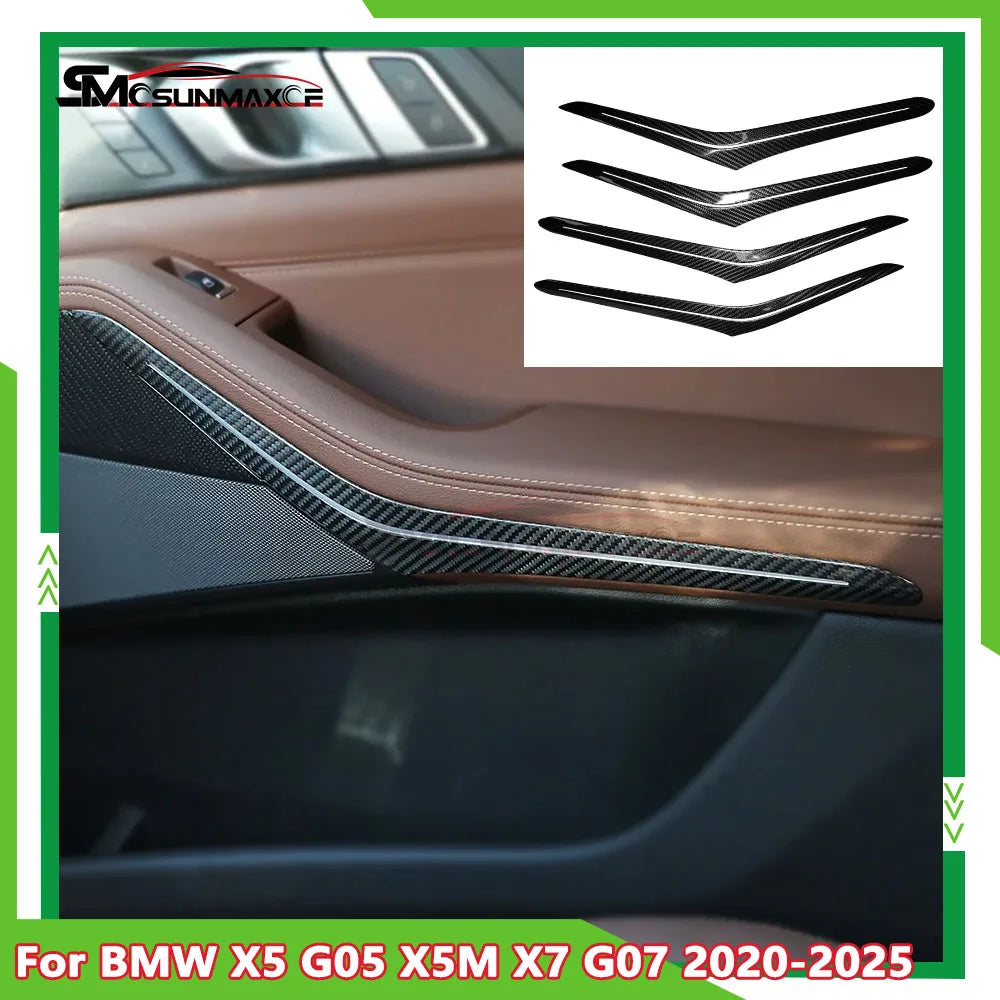 For BMW X5 G05 X5M F95 X7 G07 2020-2025 Car Interior Carbon Fiber Door Armrest Ambient Light Frame Decoration Stickers