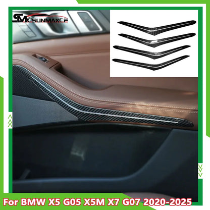 For BMW X5 G05 X5M F95 X7 G07 2020-2025 Car Interior Carbon Fiber Door Armrest Ambient Light Frame Decoration Stickers