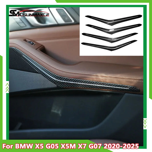 For BMW X5 G05 X5M F95 X7 G07 2020-2025 Car Interior Carbon Fiber Door Armrest Ambient Light Frame Decoration Stickers