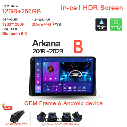 Android 14 For Renault Duster HM 2 II 2020 - 2023 Arkana 1 I 2019 - 2023 Car Radio Multimedia Video Player Navigation stereo DVD