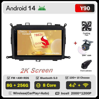 Android 14 Carplay Auto Car Radio For Kia Carens 2013 - 2018 Multimedia Player Auto Radio GPS Navigation TV Head Unit No 2 Din