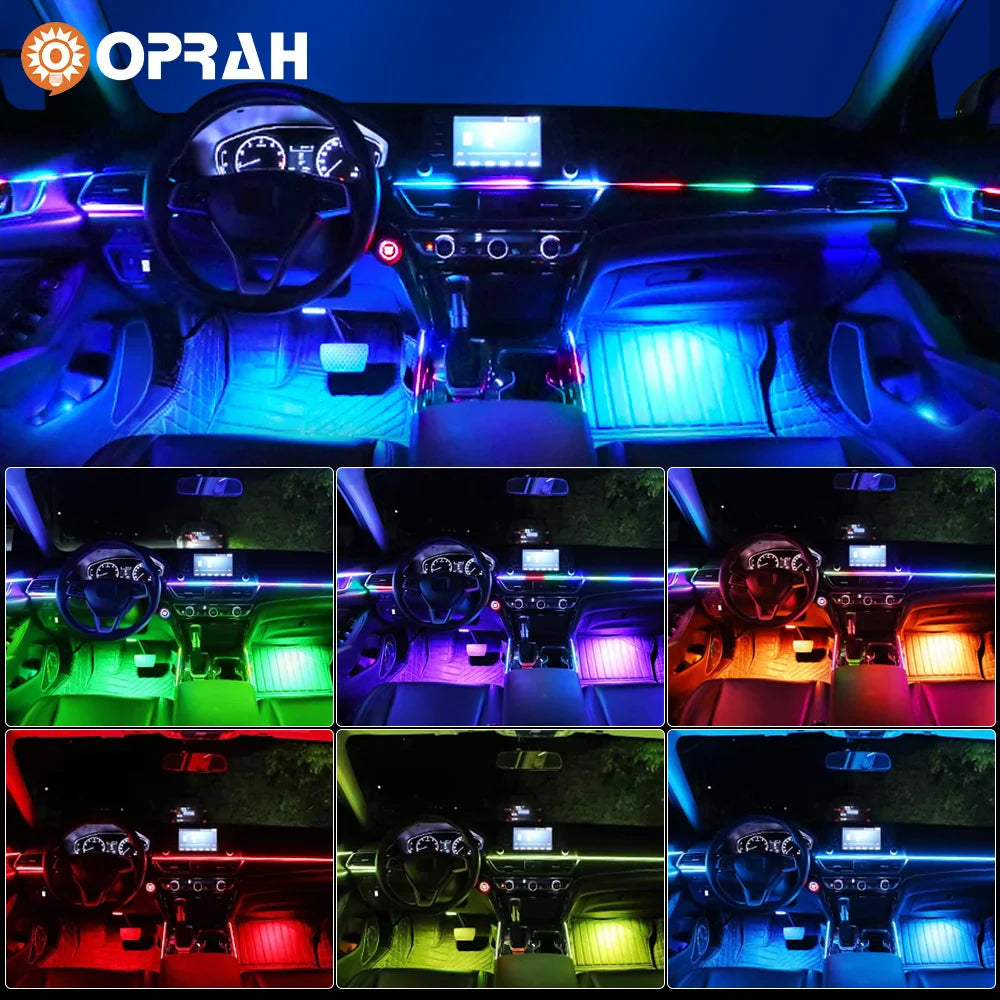 18 in 1 Symphony Car Atmosphere Light Interior Decoration Acrylic Strip Dual Zone LED Decorative Neon Ambient Lamp BacklightApp