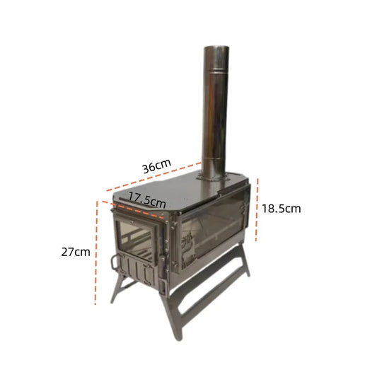 Camping Wood Stove Firewood Stainless Steel With Side Panels Outdoor Camping Picnic Tent Heating Stove Camping Equipment