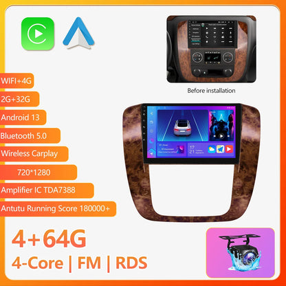 Wireless Carplay Multimedia Radio Video Player GPS Navigation For 2007-2013 GMC Yukon Chevrolet Tahoe Suburban Silverado Sierra