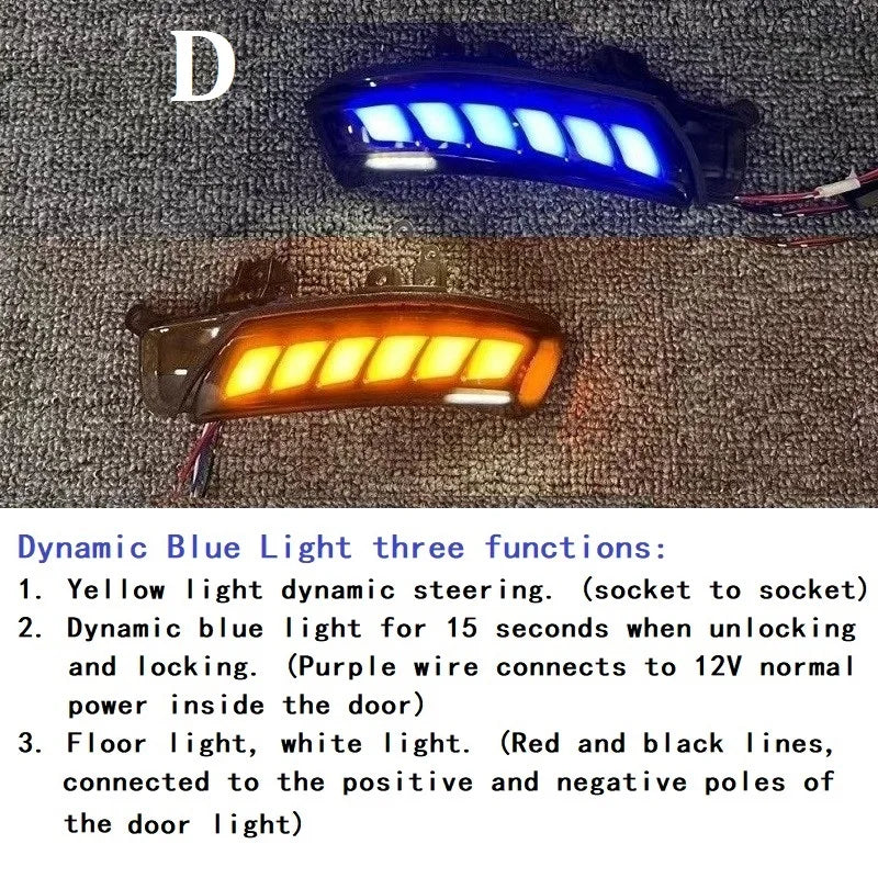 FOR Prius Wish Myvi Crown REIZ  Side Mirror Signal Blinker dynamic blue light white light yellow fluorescent lamp welcome light