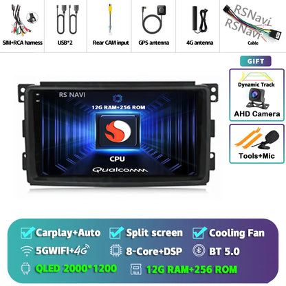 Android 14 Carplay Car Radio Multimedia For Mercedes-Benz Smart Fortwo 451 2005 - 2010 Head Unit GPS Navigation Video DVD Stereo