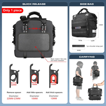 Rhinowalk Motorcycle SaddleBag 20L-30L Universal Side Bag With Removable 100% Waterproof Inner Bag Travel Motorbike Luggage