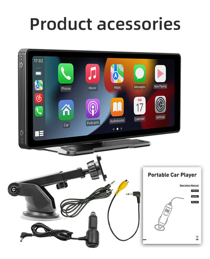 BQCC 10.26 Inch Portable Wireless Carplay Screen HD Rear Reversing Camera Car Radio DVR MP5 Multimedia Video Player Android Auto