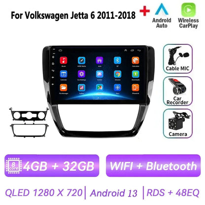 Car Radio for VW Volkswagen Jetta 6 2011-2018 Multimedia 2 Din Android 14 Video Player Navigation GPS DSP Carplay BT Head Unit