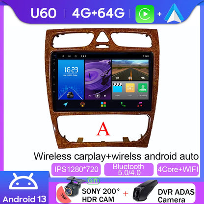 Android 14 wifi+4G Carplay BT Car Radio For Benz W203 W209 C180 C200 C220 C230 2004-2011 Navigation GPS Video Player Multimedia