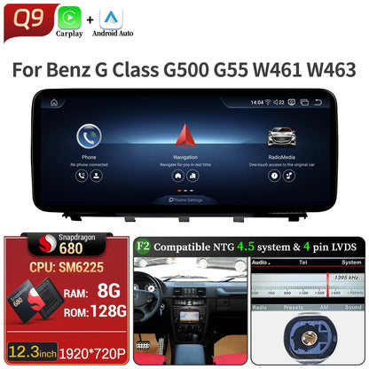 Car Radio For Mercedes Benz G Class G500 G55 W461 W463 2008-2015 Android 14 Wireless BT Carplay Snapdragon 680 Head Unit Screen