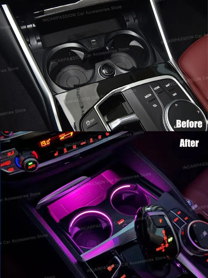 Cup holder ambient light for BMW 3 G20 4 G22 5 G30 6 G32 X3 G01 X4 G02 X5 G05 X6 G06 X7 G07