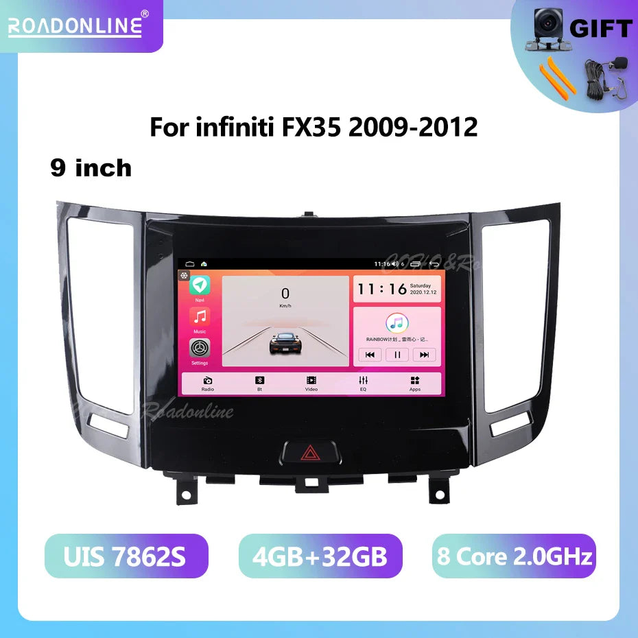 Android audio For infiniti FX35 2009-2012 8+256 car intelligent systems wireless carplay multimedia player