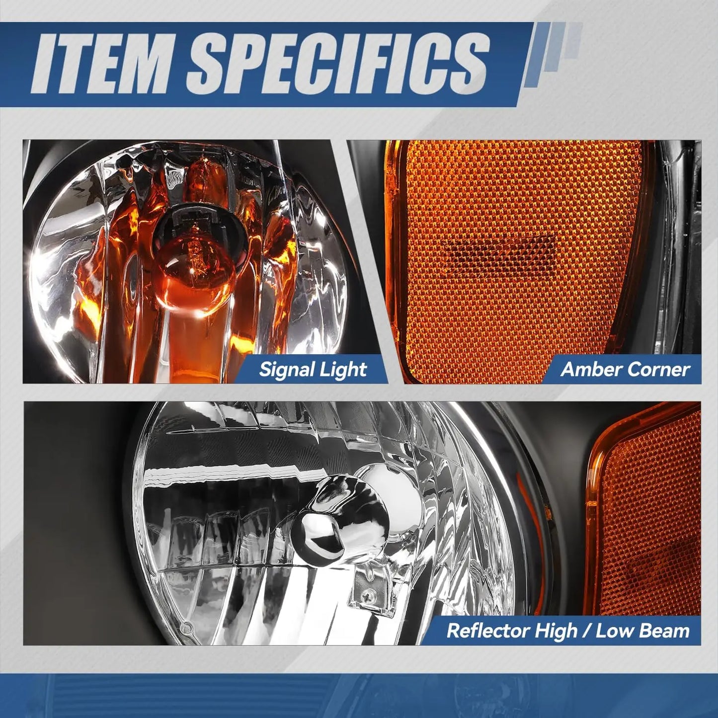 Halogen Model Headlights Assembly Compatible with Ford F150 04 05 06 07 08 Lincoln Mark LT 04 05 06, Pickup Headlamps Replacemen