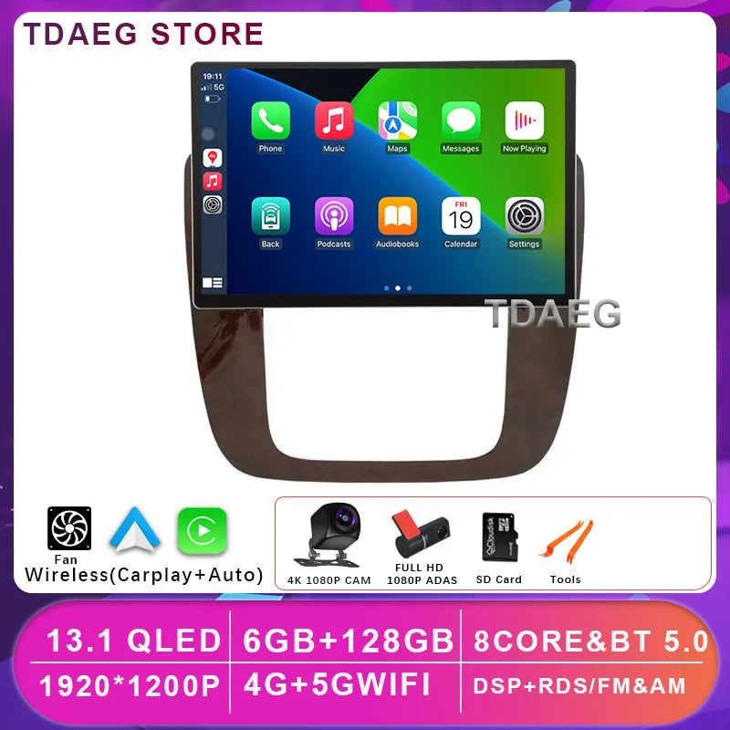13INCH Android 14 For GMC Yukon Chevrolet Tahoe Suburban 2008 - 2012 Multimedia Video Player 4G WIFI Navigation GPS Carplay auto