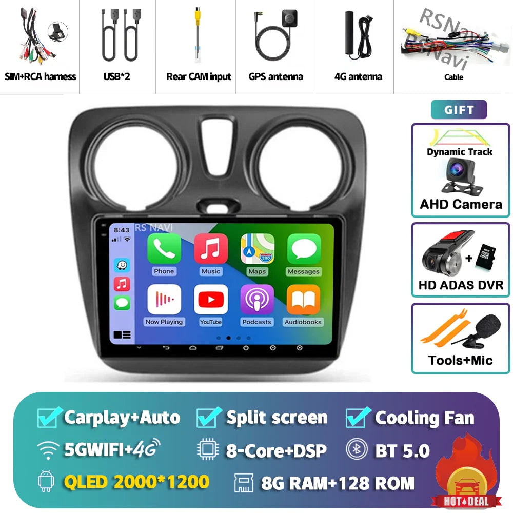 Android 14 Car Radio For Renault Lodgy Dacia Dokker 2012 2013 - 2021 Autoradio Auto Carplay WIFI+4G Multimedia DSP Stereo Player