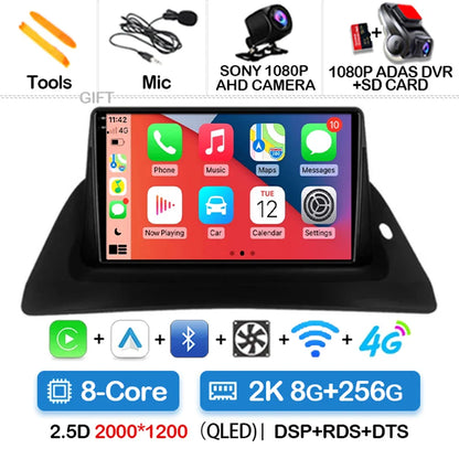 Android 14 Wireless Carplay Auto For Renault Kangoo 2 2009 - 2018 Car Radio Multimedia Stereo Video Player QLED GPS NAVI 4G WIFI