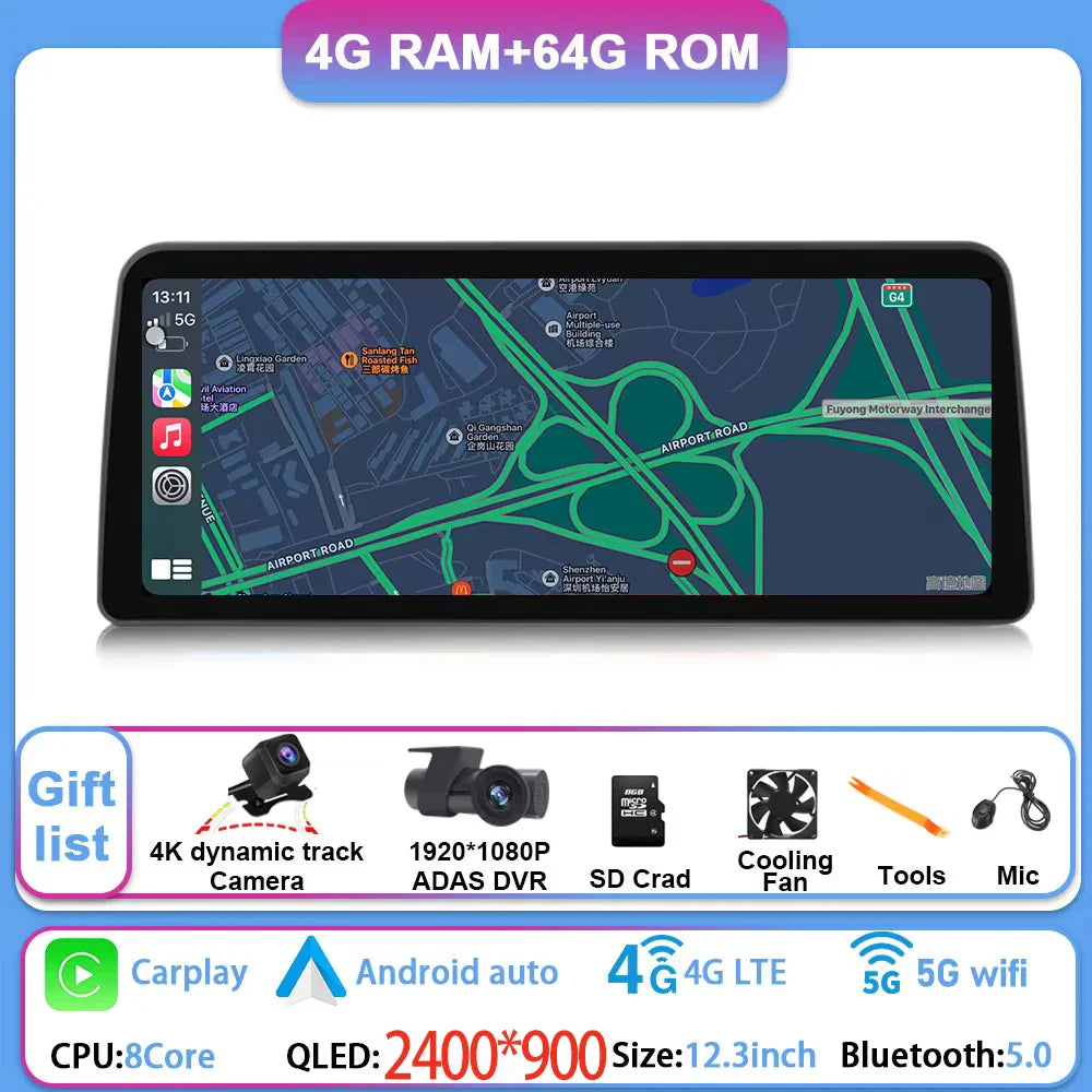 12.3 Inch Android 14 For GMC Yukon Chevrolet Tahoe Silverado 2007 - 2013 Car Radio Multimedia Player GPS Head Unit Auto StereoBT