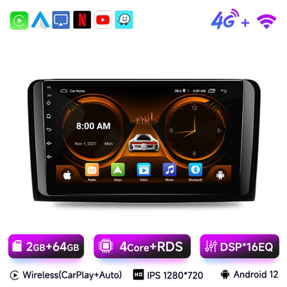 JIUYIN  Android 13 Car Radio For Mercedes Benz M-Class W164 GL-Class X164 ML GL 2005-2012 wireless CarPlay Android Auto 2din DVD