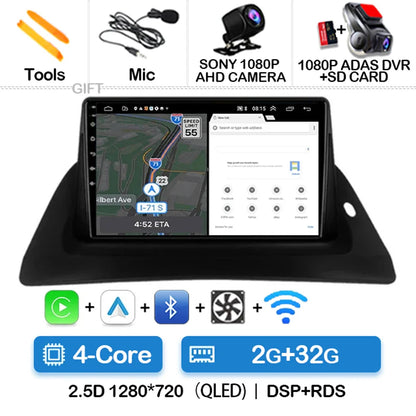 Android 14 Wireless Carplay Auto For Renault Kangoo 2 2009 - 2018 Car Radio Multimedia Stereo Video Player QLED GPS NAVI 4G WIFI