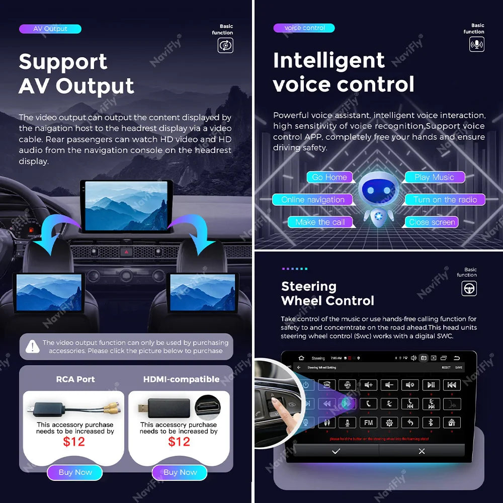 NaviFly 8Core Car Radio BT5.0 Multimedia Video Player For Peugeot 2008 2013-2020 GPS Navigation Wireless CarPlay Android Auto 4G