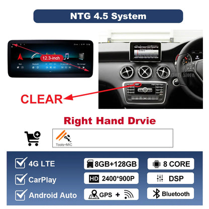 Wireless CarPlay Android Auto For Benz A Class 2013-2018 GLA Class 2015-2019 Navigation GPS Multimedia Display Head Unit BT DSP