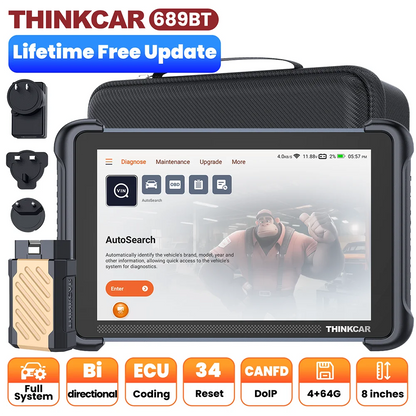 THINKSCAN 689BT Lifetime Free Auto Scanner Profession Full System 34 Reset ECU Coding Bidirectional OBD2 Car Diagnostics Tools