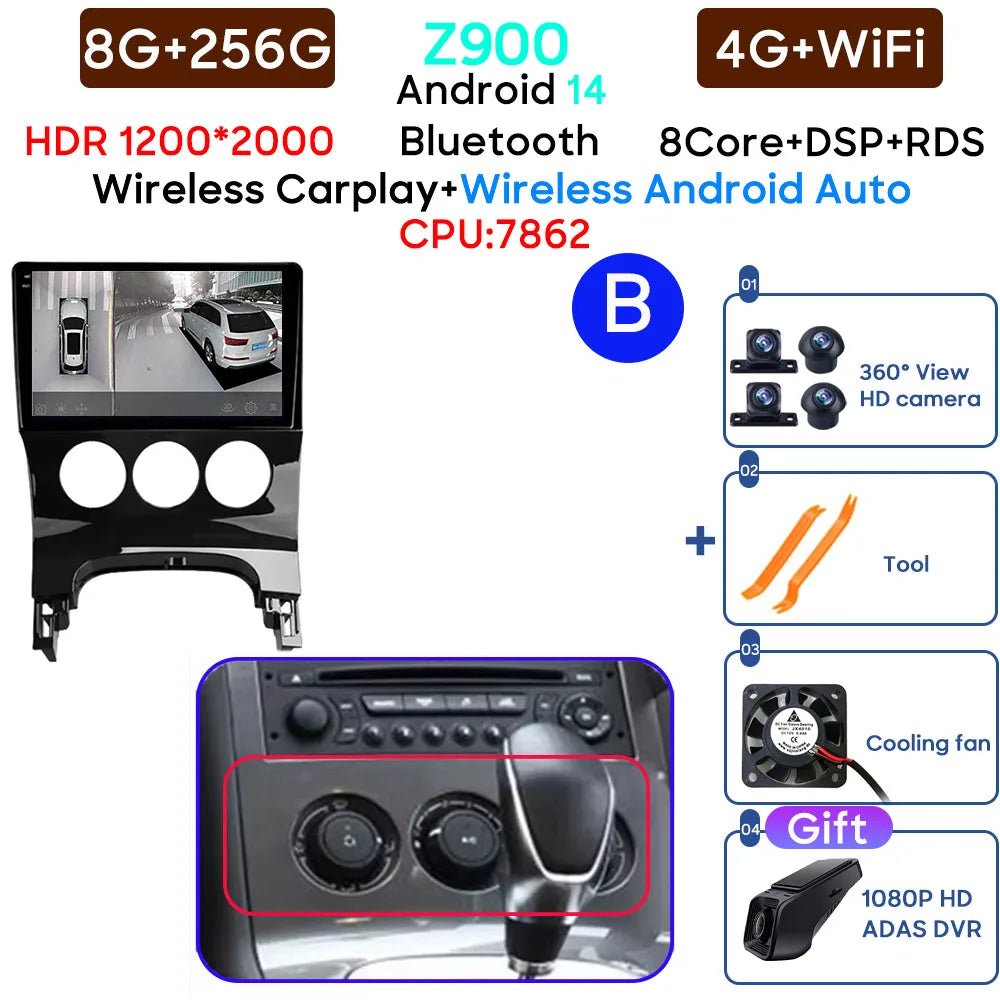 Car Radio Android 14 For Peugeot 3008 5008 2009-2016 LHD Navigation GPS Android Stereo Multimedia Player Screen No 2din 4G Wifi