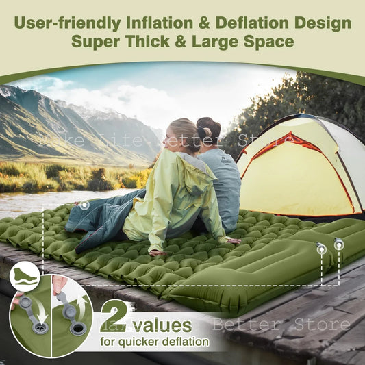 Inflatable Mattress with Built-in Pillow Pump 200x140cm Outdoor Sleeping Bed Vehicle Inflatable Cushion for Summer Beach Mat