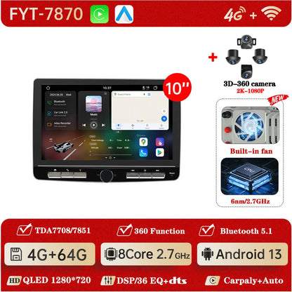 UIS7870 Android 13 Universal Car Radio Carplay auto WIFI6 360 camera Multimedia Player GPS Navigation DSP DTS DVR Head Unit