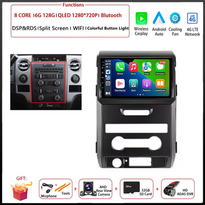 For Ford F150 P415 Raptor 2008 - 2014 Car FM/AM DSP 4G Android OS Carplay Auto WIFI  Radio Stereo Multimedia Player 2din BT 5.0