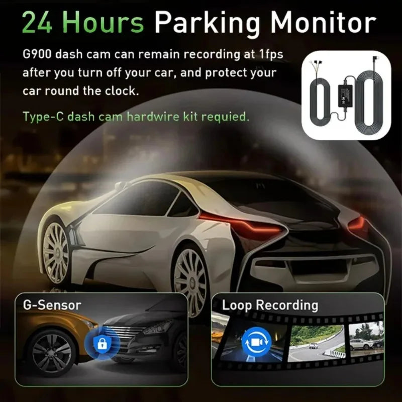 Real 4K WiFi Dual Dash Cam,Optional Rear/Cabin Camera,3" IPS Screen with Night Vision,24H Parking Mode Dashboard Camera Recorder