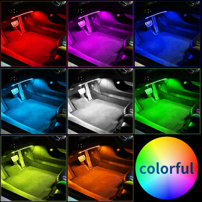 Car Footwell Atmosphere Strip LED Light APP Remote Control USB Lighting Music Sync Brightness Adjusted Freely Ambient Light 1pcs