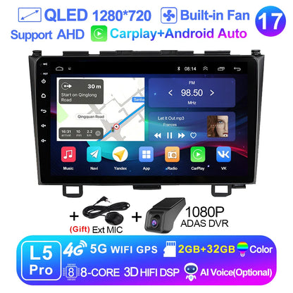 LEHX Pro 5G WIFI 8 Core Android 14 2 Din Autoradio Car Radio Multimedia Player For Honda CRV CR-V 2006-2011 Carplay gps dvd QLED
