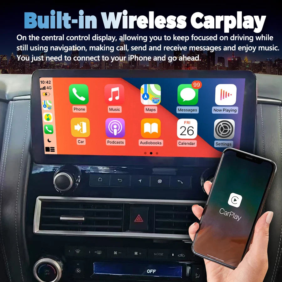 12.3inch Android 14 For Nissan Patrol Y61 Y62 Car Radio GPS Video Player Carplay HU Screen Carplay Auto wifi 4G Multimedia