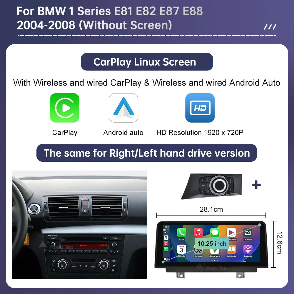 Wireless CarPlay Android Auto Car Multimedia Screen For BMW 1 Series E81 E82 E87 E88 CCC CIC System Touch Display Car Radio