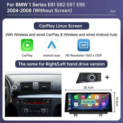 Wireless CarPlay Android Auto Car Multimedia Screen For BMW 1 Series E81 E82 E87 E88 CCC CIC System Touch Display Car Radio