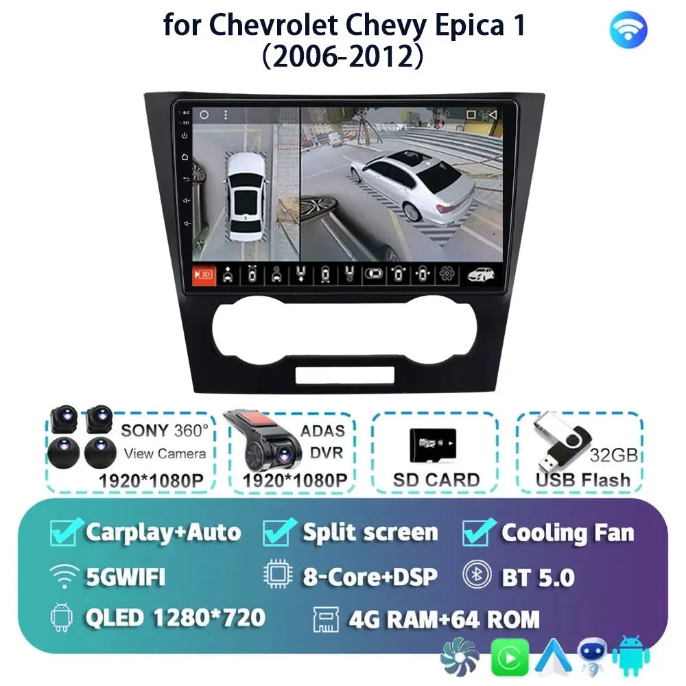 Android 14 Carplay Auto For Chevrolet Epica 1 2006 2007 2008 - 2012 Car Radio GPS Multimedia 2 Din Stereo Head Unit Player Video